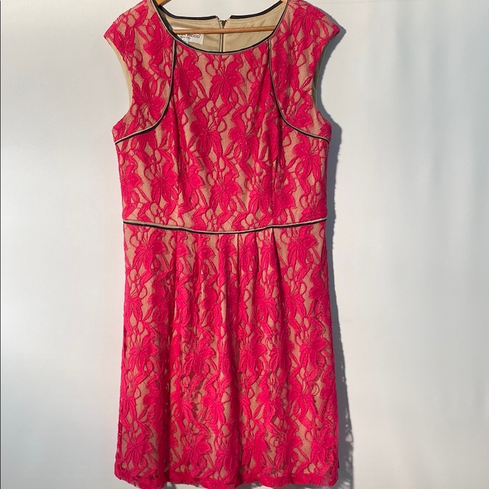 Donna Ricco Pink Fit and Flare Midi Dress